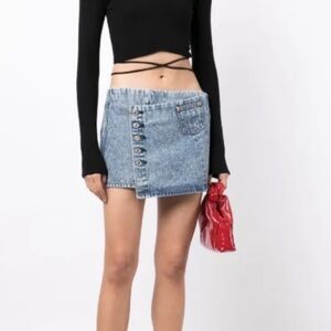 New RE/DONE low rise acid-washed blue denim skirt‎ 27